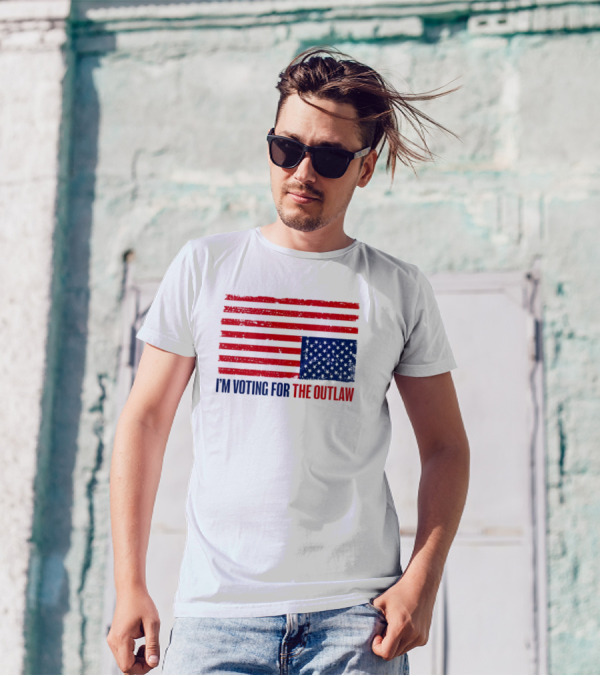 I’m Voting For The Outlaw Distressed American Flag T-Shirt