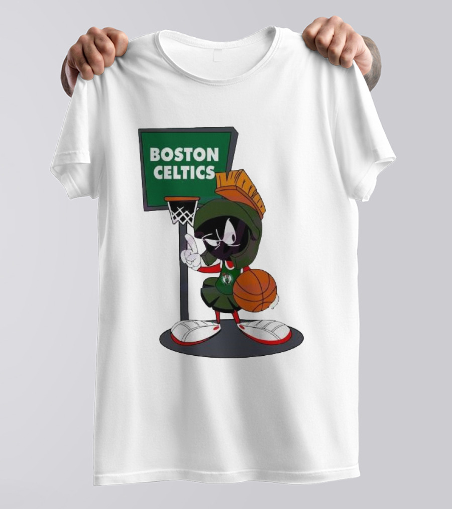 Boston Celtics Looney Tunes Marvin The Martian Basketball Hoop T-Shirt