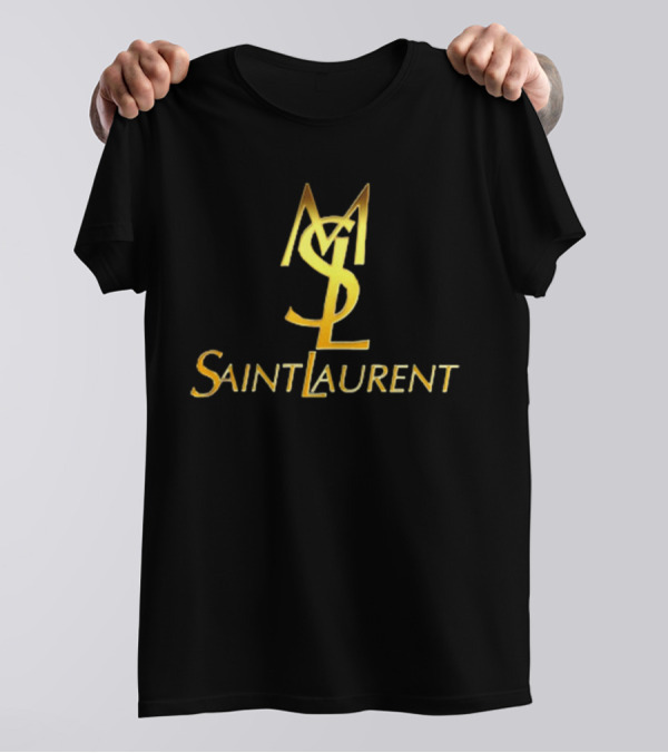 MSL Saint Laurent Gold Branding T-Shirt