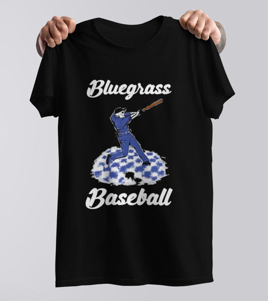 Bluegrass Baseball Batter With Blue And White Checkerboard Field T-Shirt