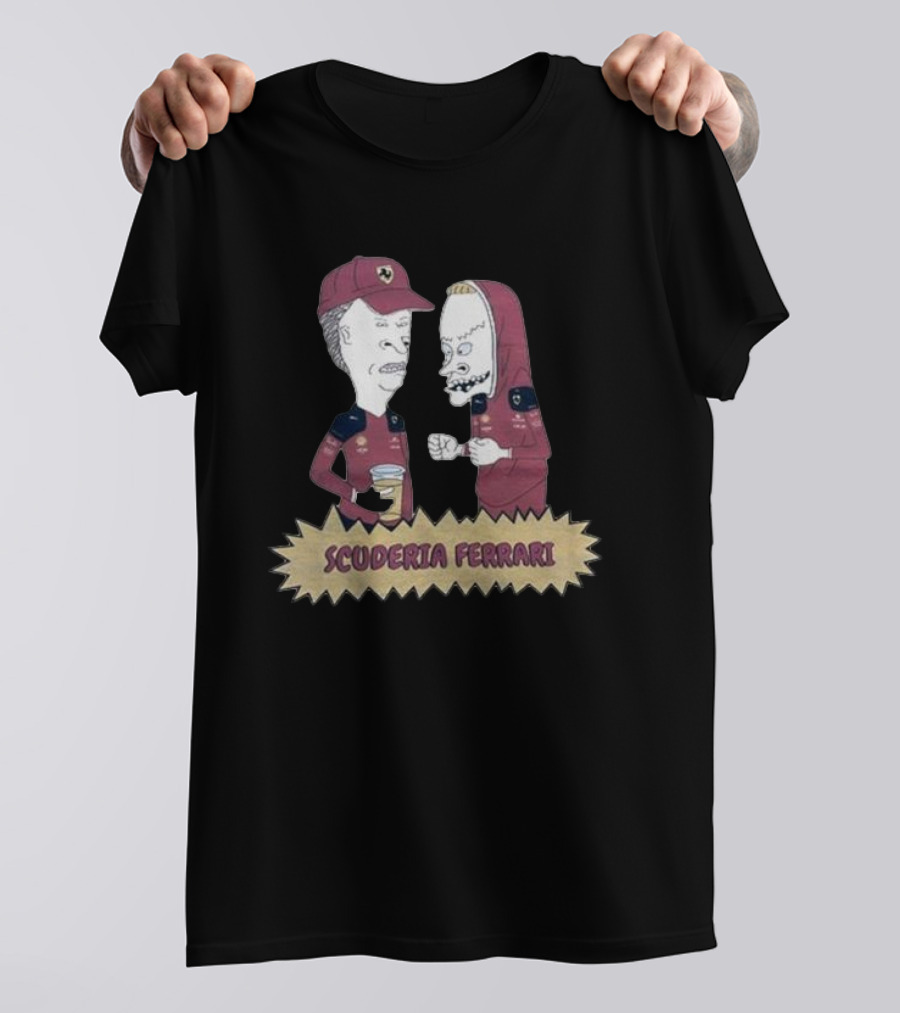 Scuderia Ferrari Beavis And Butthead Enzo Ferrari Racing Team Characters Collaboration T-Shirt