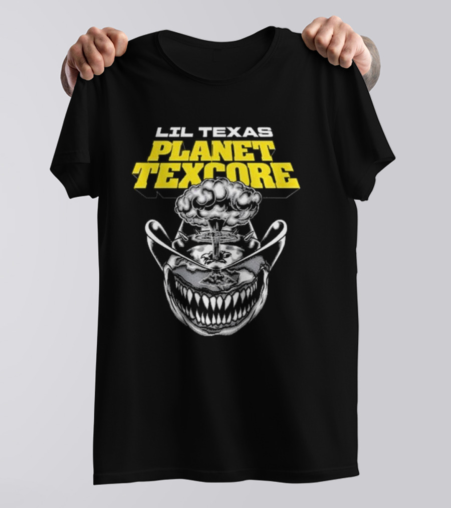 LIL TEXAS PLANET TEXCORE Smiling Skull With Mushroom Cloud And Cowboy Hat T-Shirt