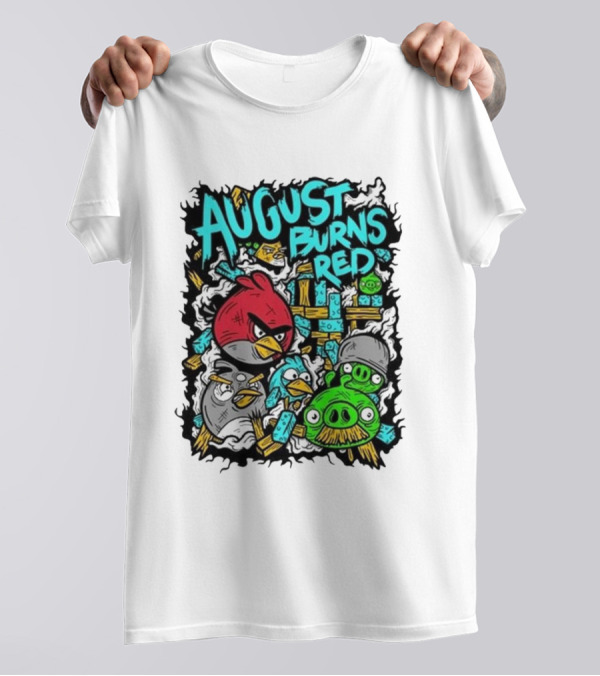 August Burns Red Angry Birds Throwback Collage With Pigs And Birds T-Shirt