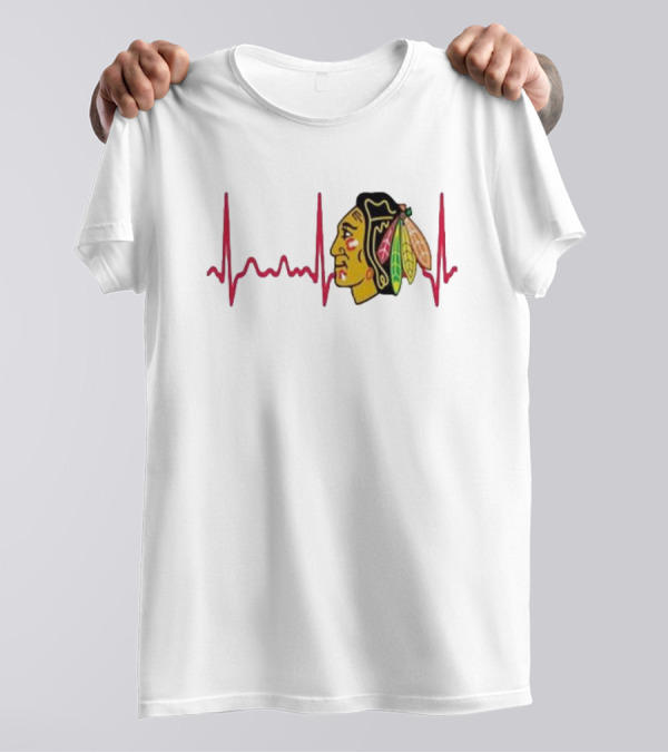 Chicago Blackhawks Heartbeat Hockey T-Shirt