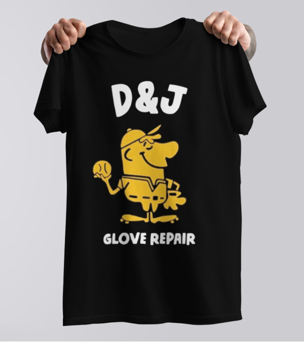 D&J Glove Repair Jimmy Lonetti Baseball Character T-Shirt