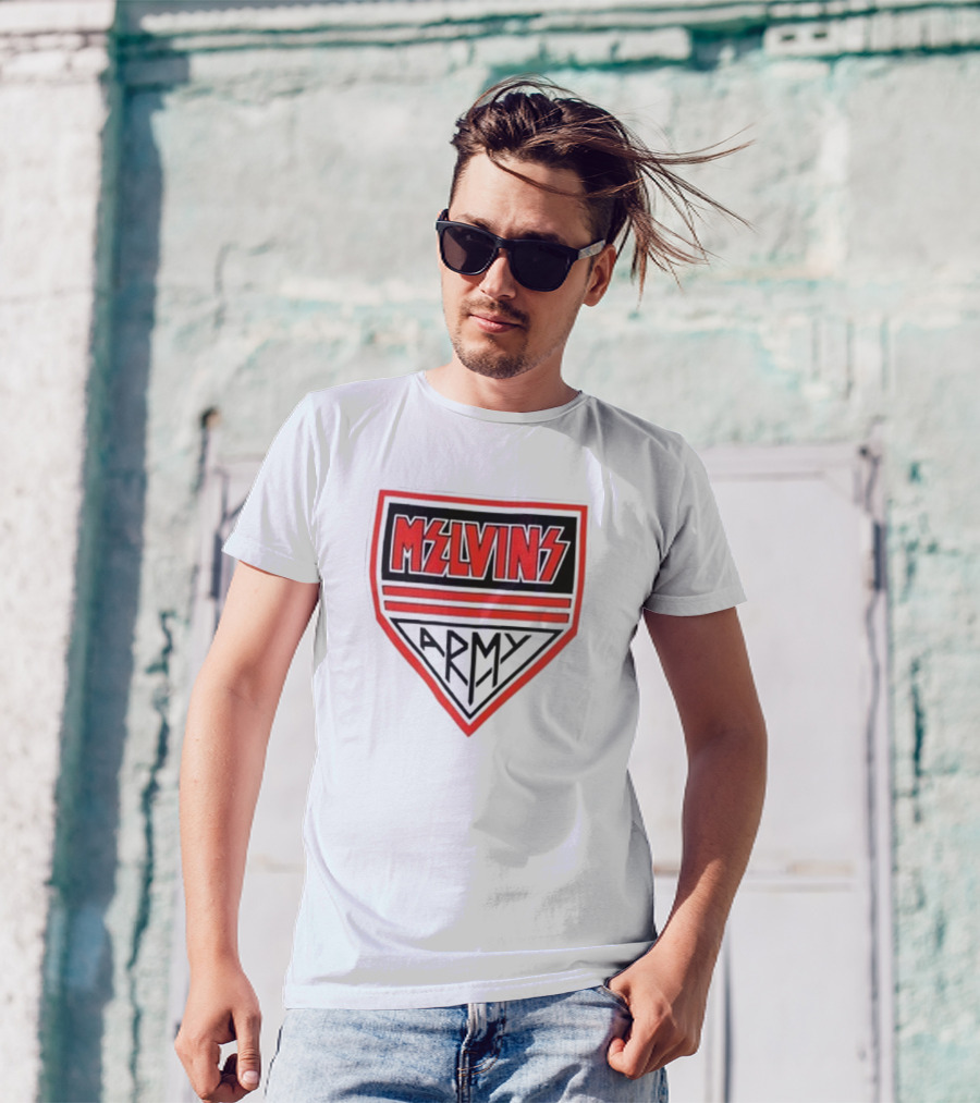 Melvins Army Emblem Red Black Badge T-Shirt