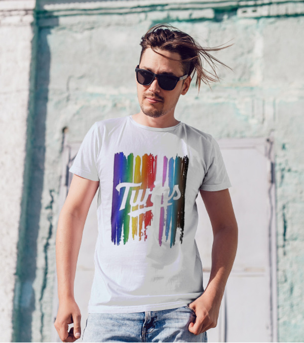 Twins Pride Day Rainbow Brush Strokes T-Shirt