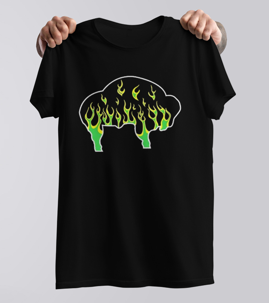 Buffalo The Old Pink Green Flame Buffalo T-Shirt