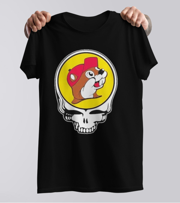 Buc-ee's Beaver In Grateful Dead Skull T-Shirt