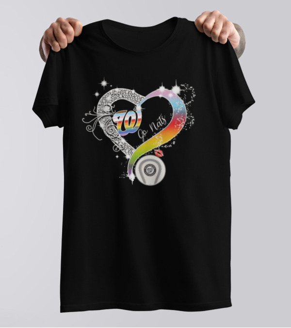 70 Go Nats Heart Diamonds Baseball T-Shirt