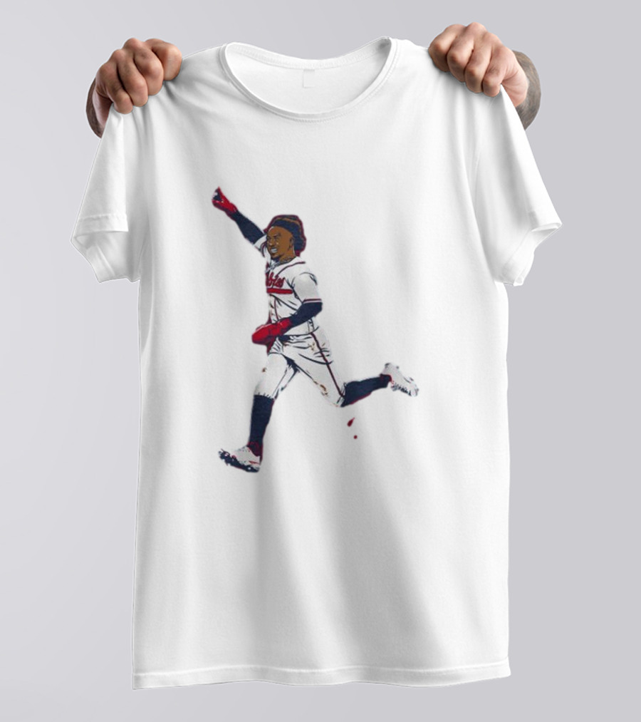 Ozzie Albies Baseball Celebration Pose Signature T-Shirt