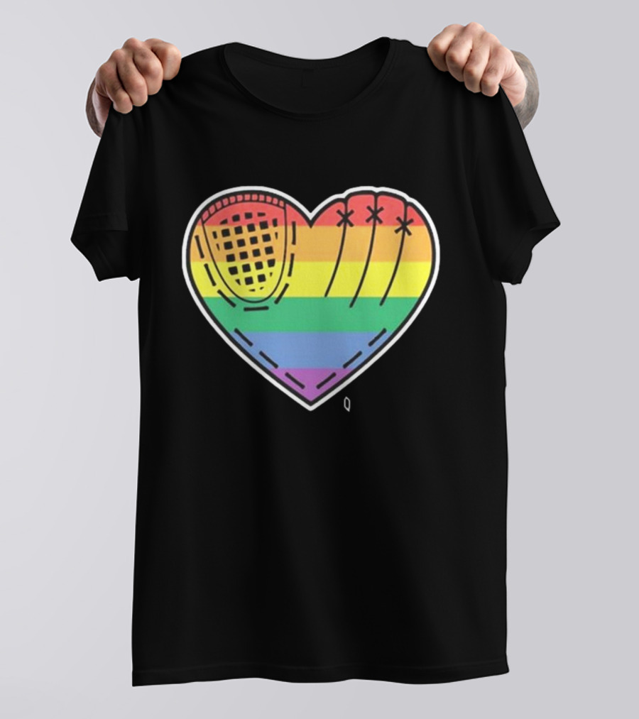 Pride Rainbow Baseball Glove Heart T-Shirt