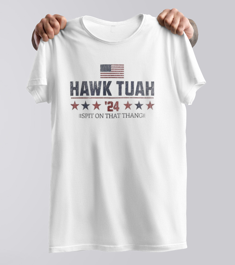 Hawk Tuah 24 US Flag Stars Spit On That Thang T-Shirt