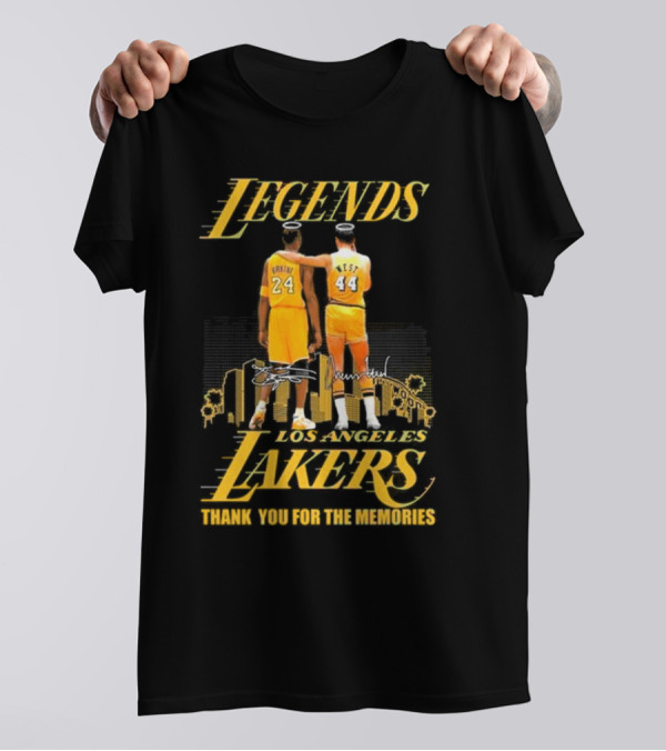 Legends Kobe Bryant Jerry West Los Angeles Lakers Thank You For The Memories Signatures T-Shirt