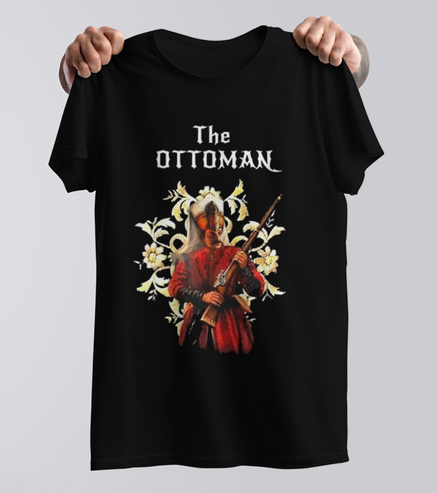 The Ottoman Sultan With Rifle And Floral Motif T-Shirt