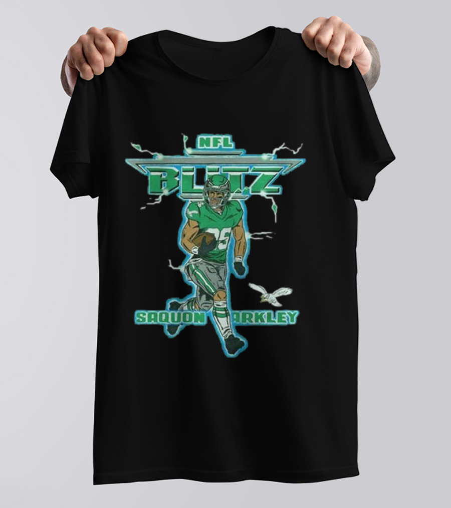 NFL Blitz Eagles Saquon Barkley 26 With Lightning And Wings T-Shirt