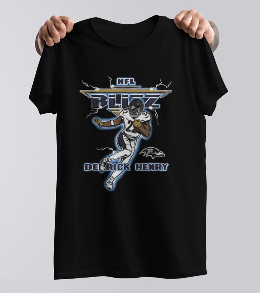 NFL Blitz Ravens Derrick Henry Electric Baltimore Action T-Shirt