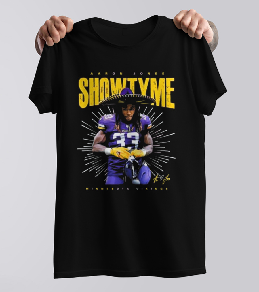 Aaron Jones Showtyme Minnesota Vikings NFL Football Signature 33 T-Shirt