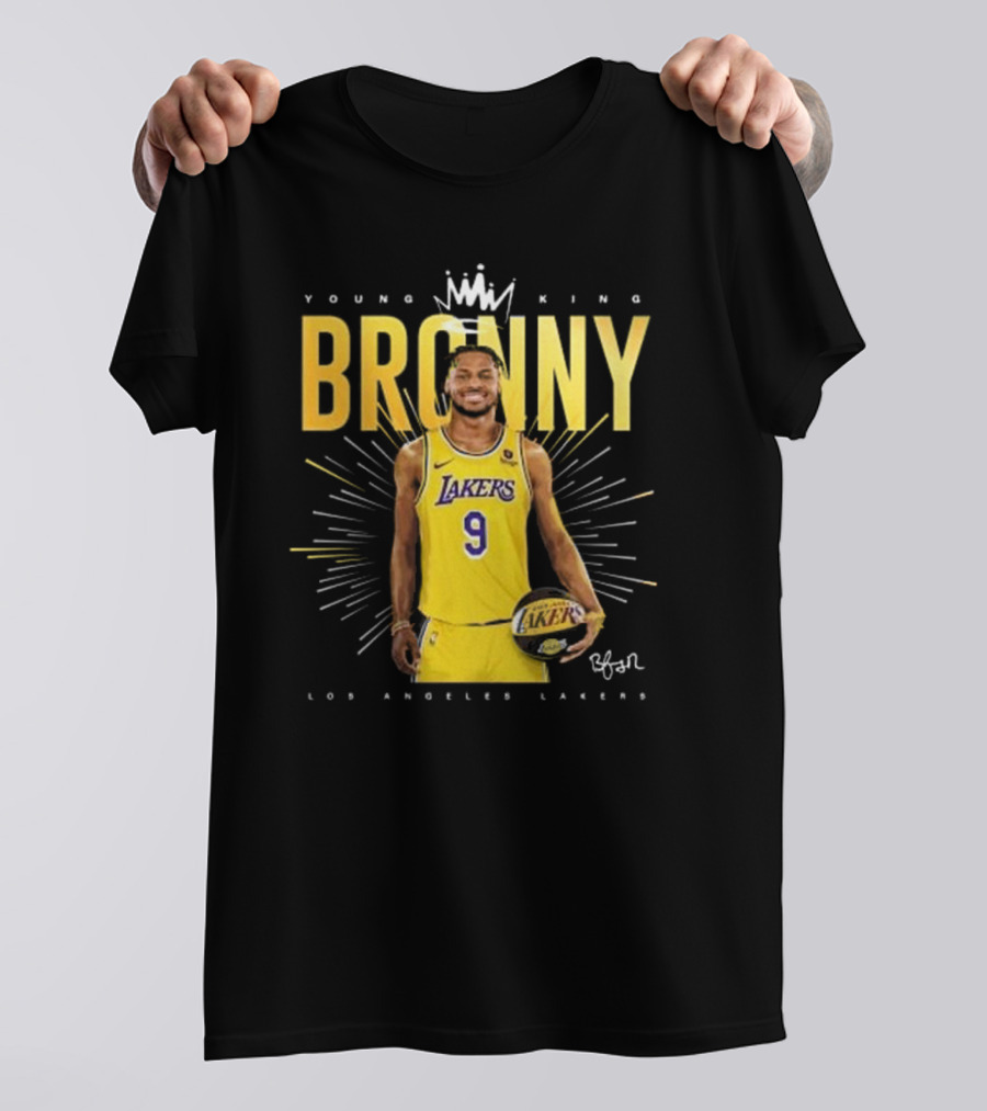 Young King Bronny James Los Angeles Lakers 9 Signature T-Shirt