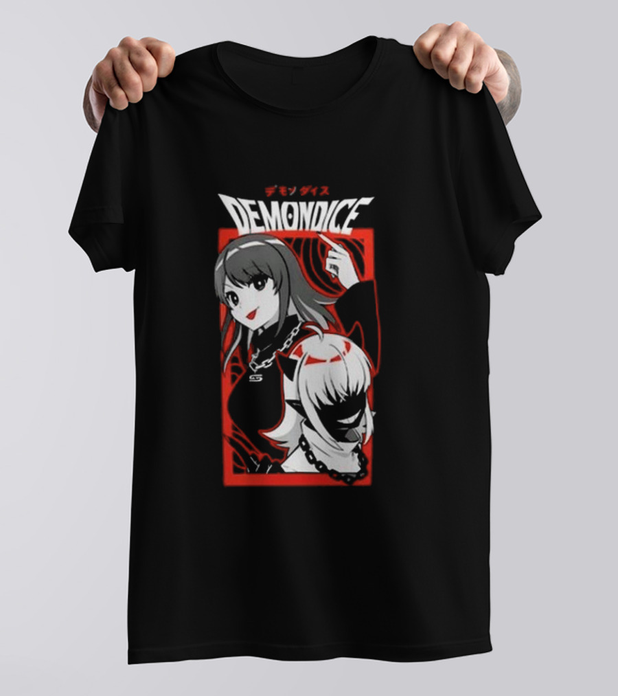 Gamer Supps Demondice Anime Style Characters In Bold Red And Black T-Shirt