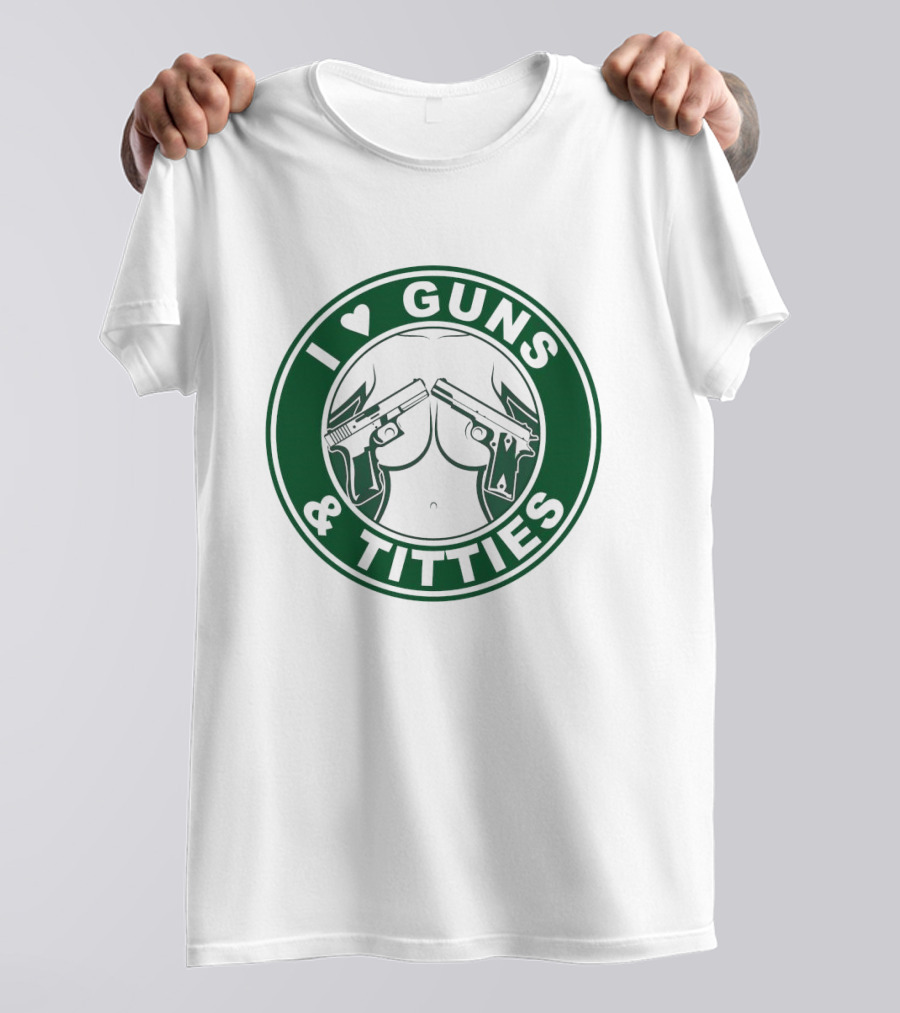 I Love Guns And Titties Pistols Logo Circle T-Shirt
