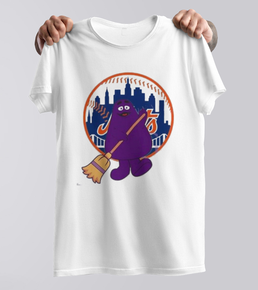 New York Mets Grimace Character Broom Sweep LFGM T-Shirt