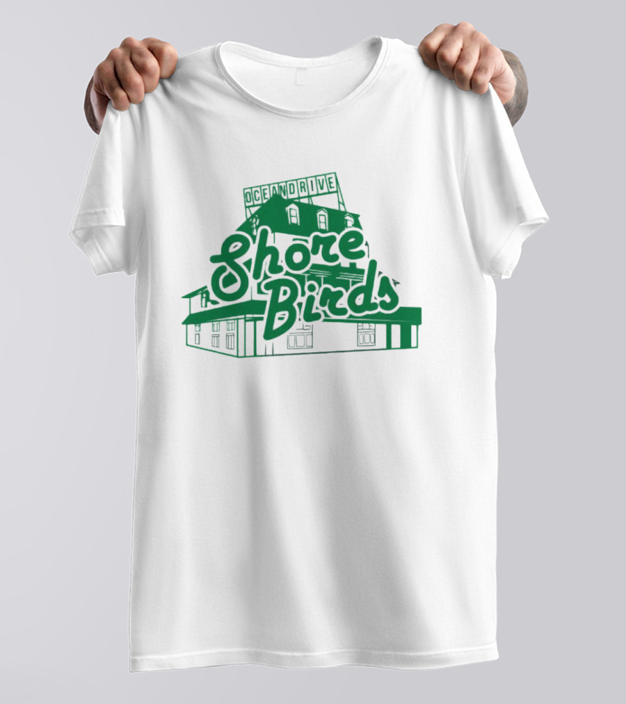 Ocean Drive Shore Birds Retro Sign Building T-Shirt