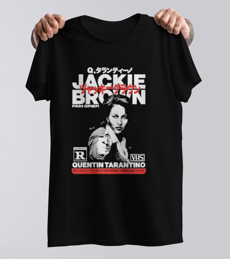Jackie Brown Pam Grier Quentin Tarantino VHS Restricted R Q T-Shirt