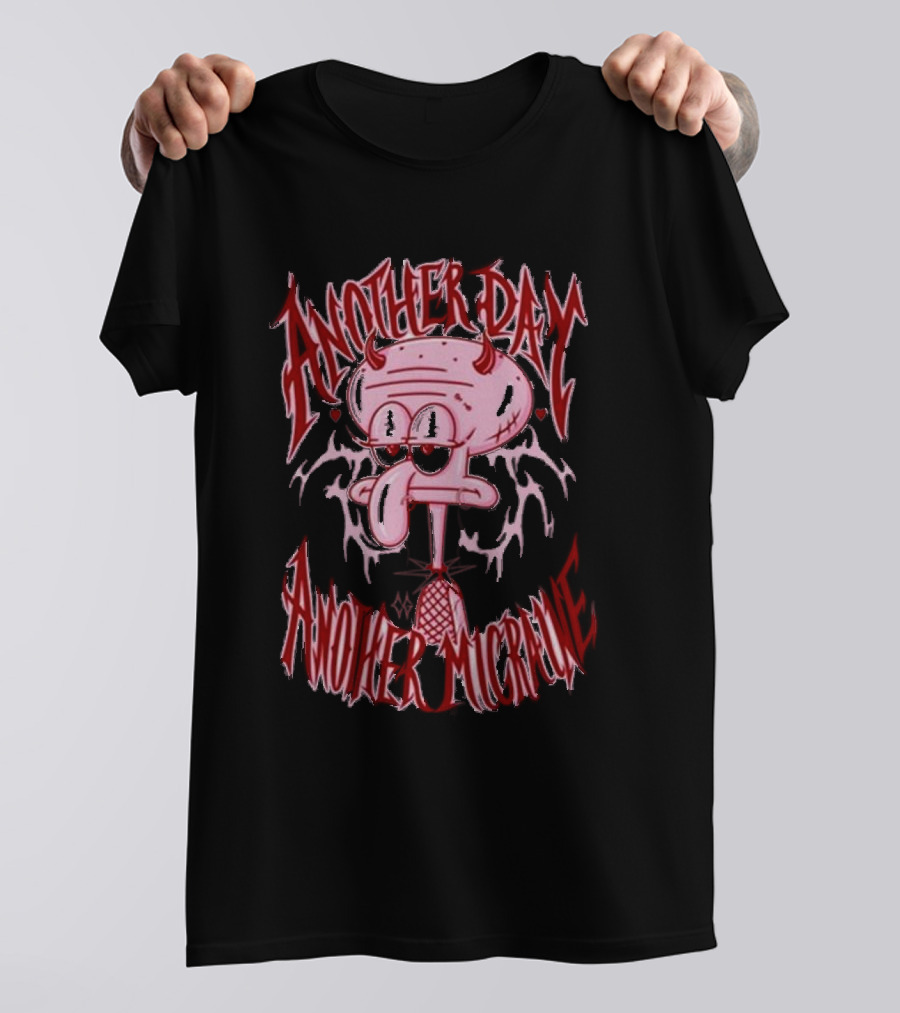 Lovecore Squidward Another Day Another Migraine Devil Horns Aesthetic T-Shirt