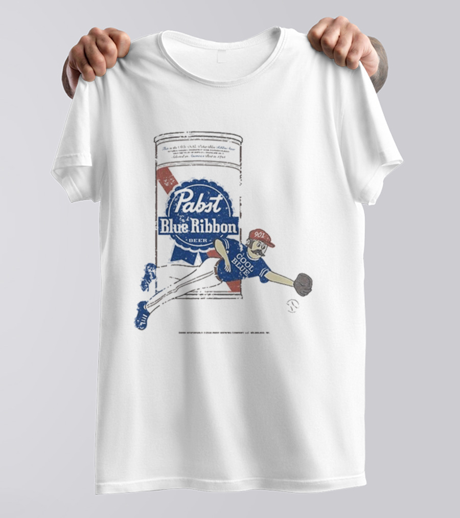 Memphis Redbirds 901 Pabst Blue Ribbon Baseball Can Catcher T-Shirt