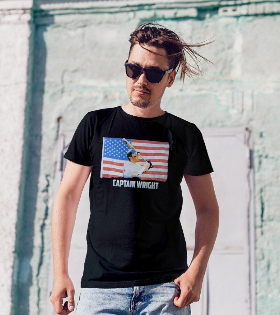 Mets David Wright Captain Wright American Flag Baseball T-Shirt