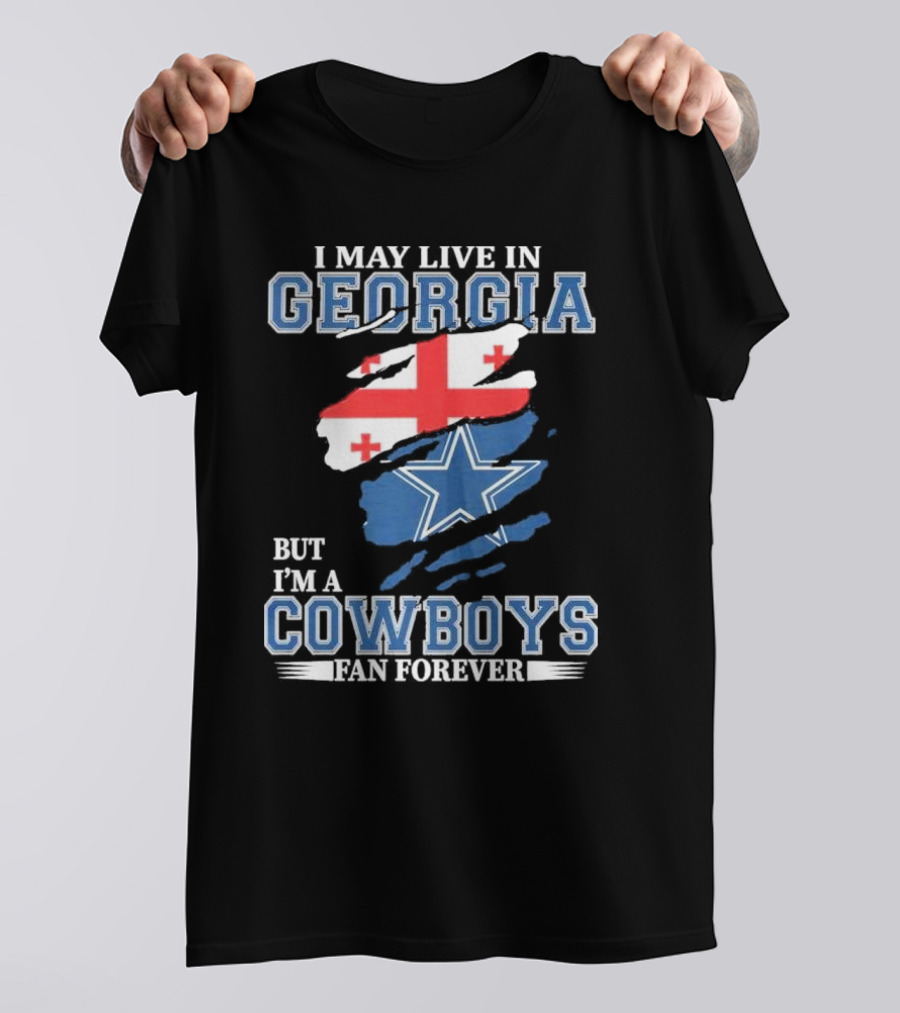 Dallas Cowboys Fan Forever Living In Georgia With Star And Flag Elements T-Shirt