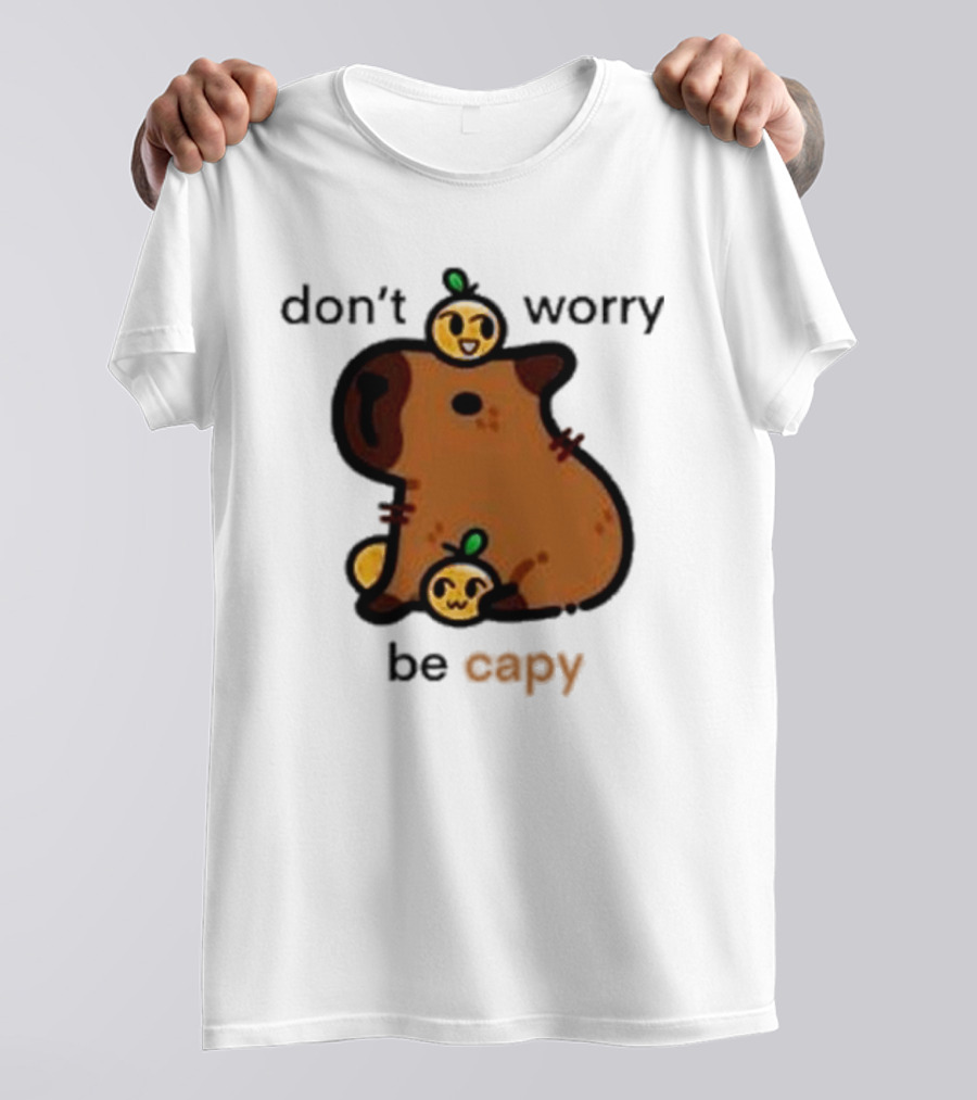 Eveoart Don’t Worry Be Capy Cute Capybara With Fruit Companions T-Shirt