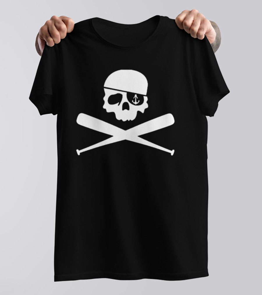 Bryan Reynolds Pirates Anchor-Eyed Skull Crossed Baseball Bats T-Shirt