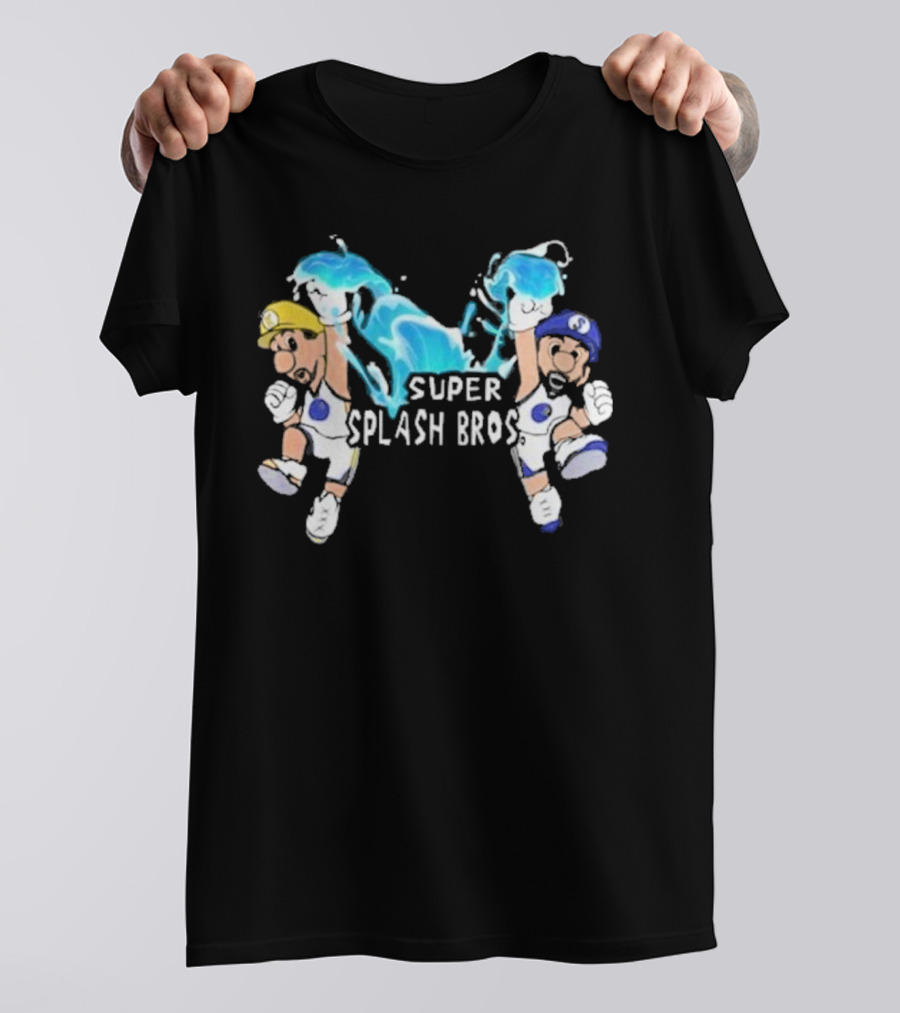 Super Splash Bros Steph Curry And Klay Thompson Mario Themed Basketball Duo T-Shirt
