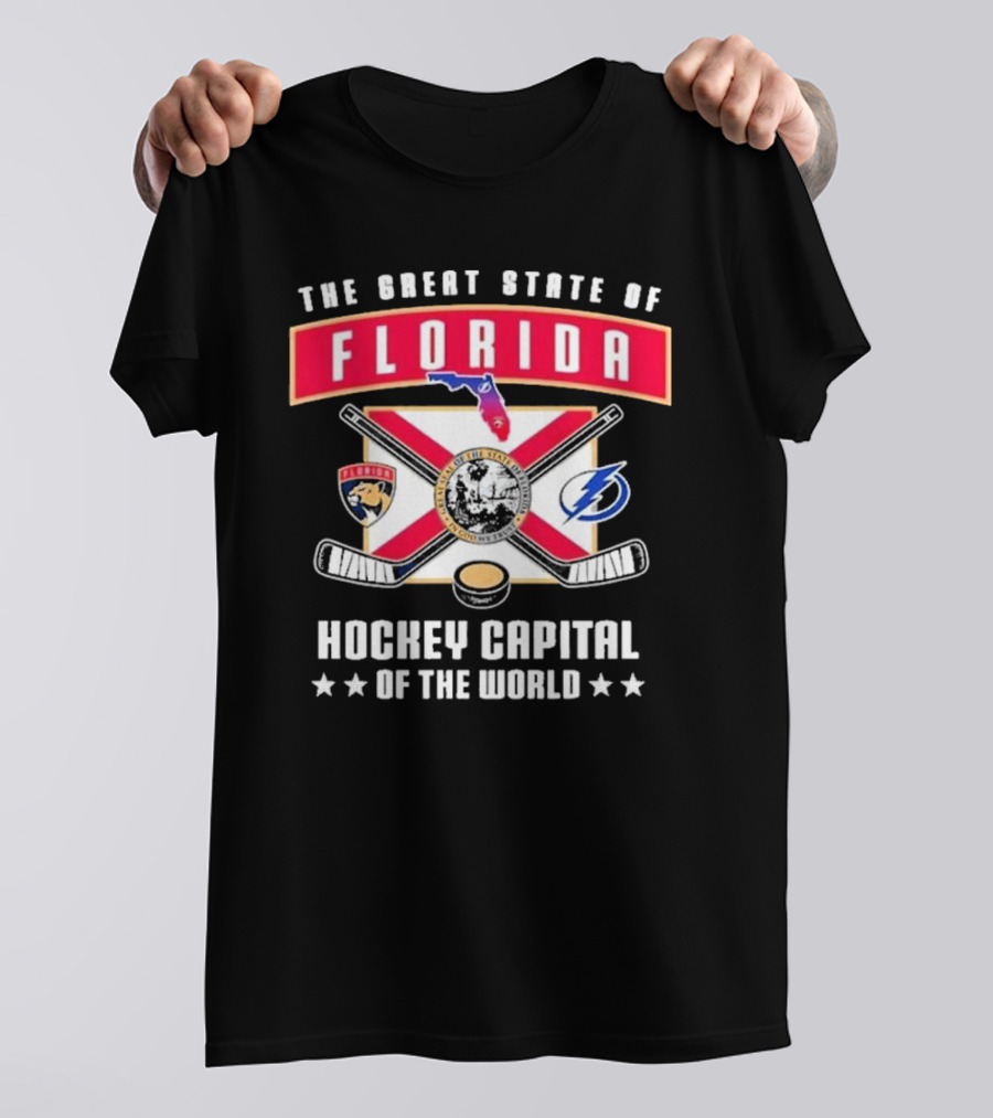 The Great State Of Florida Hockey Capital Of The World Tampa Bay Lightning Florida Panthers T-Shirt