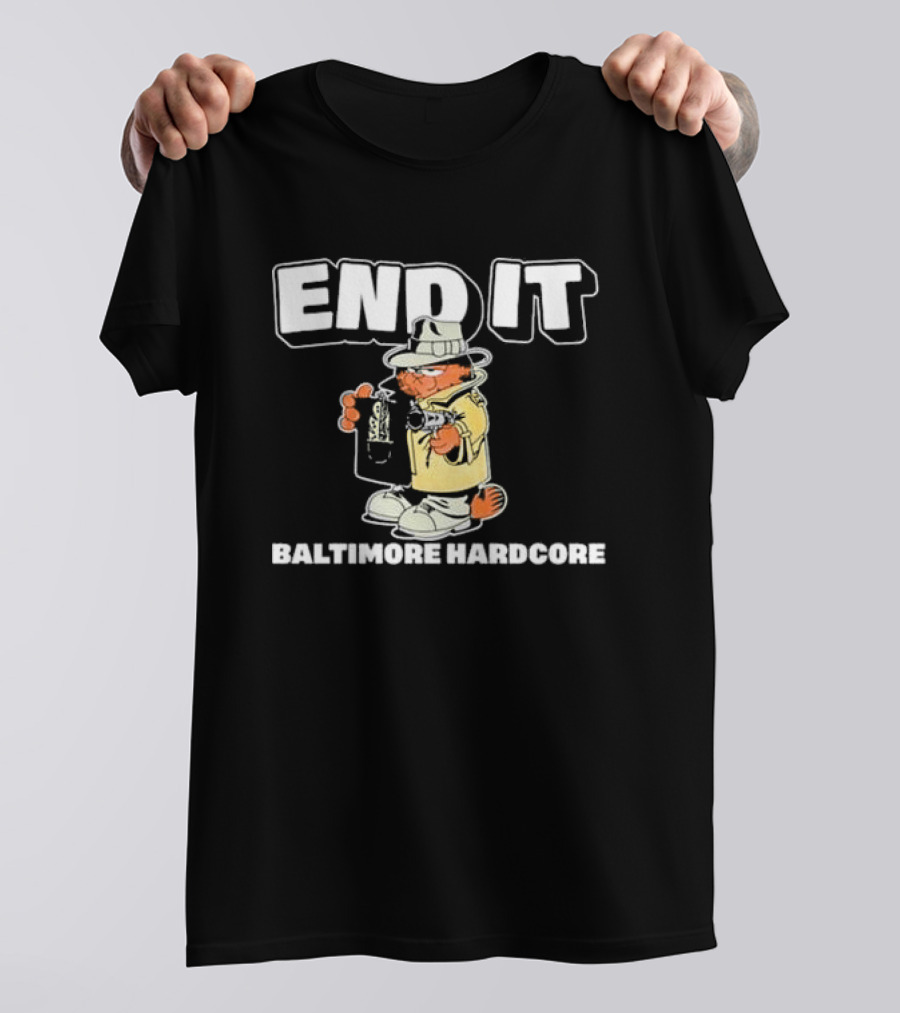 End It Baltimore Hardcore Garfield Trench Coat Detective T-Shirt