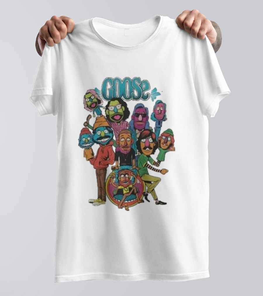 GOOSE Puppets Vibrant Cartoon Characters Ensemble T-Shirt