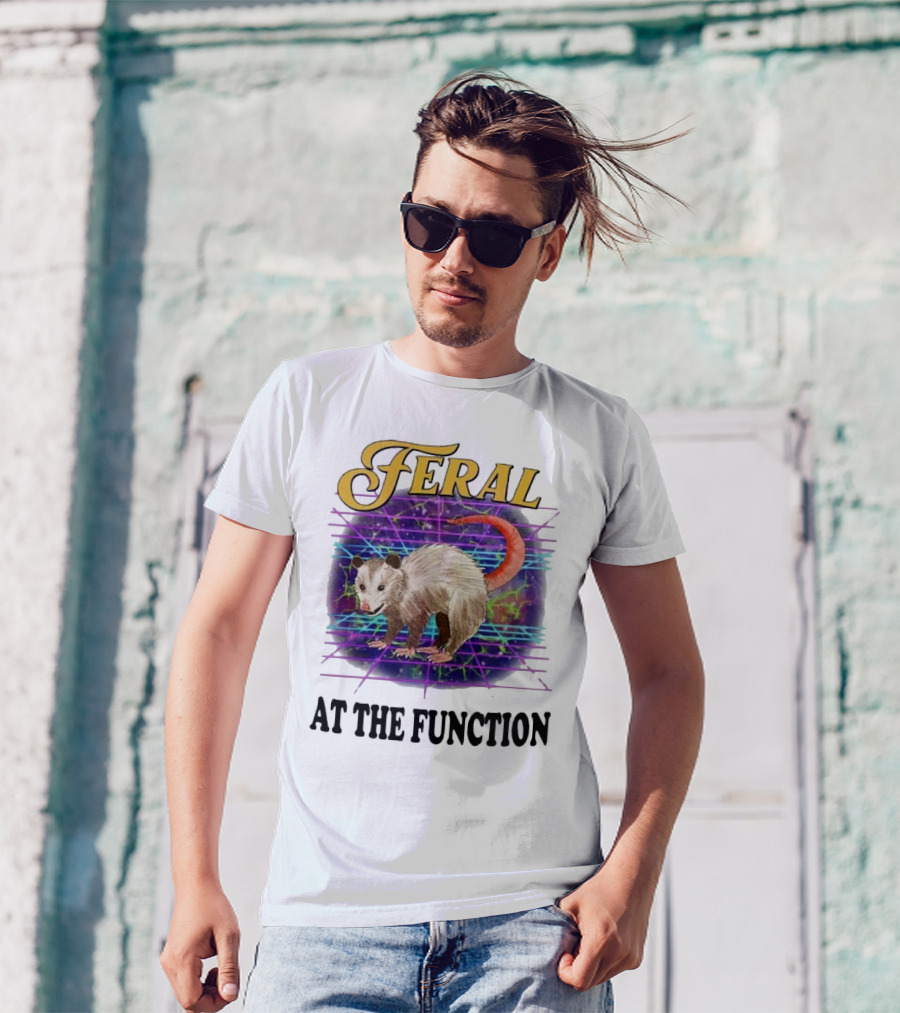 Feral Possum At The Function With Retro Neon Background T-Shirt