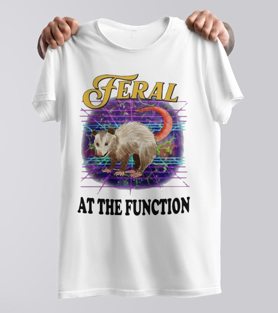 Feral Possum At The Function With Retro Neon Background T-Shirt