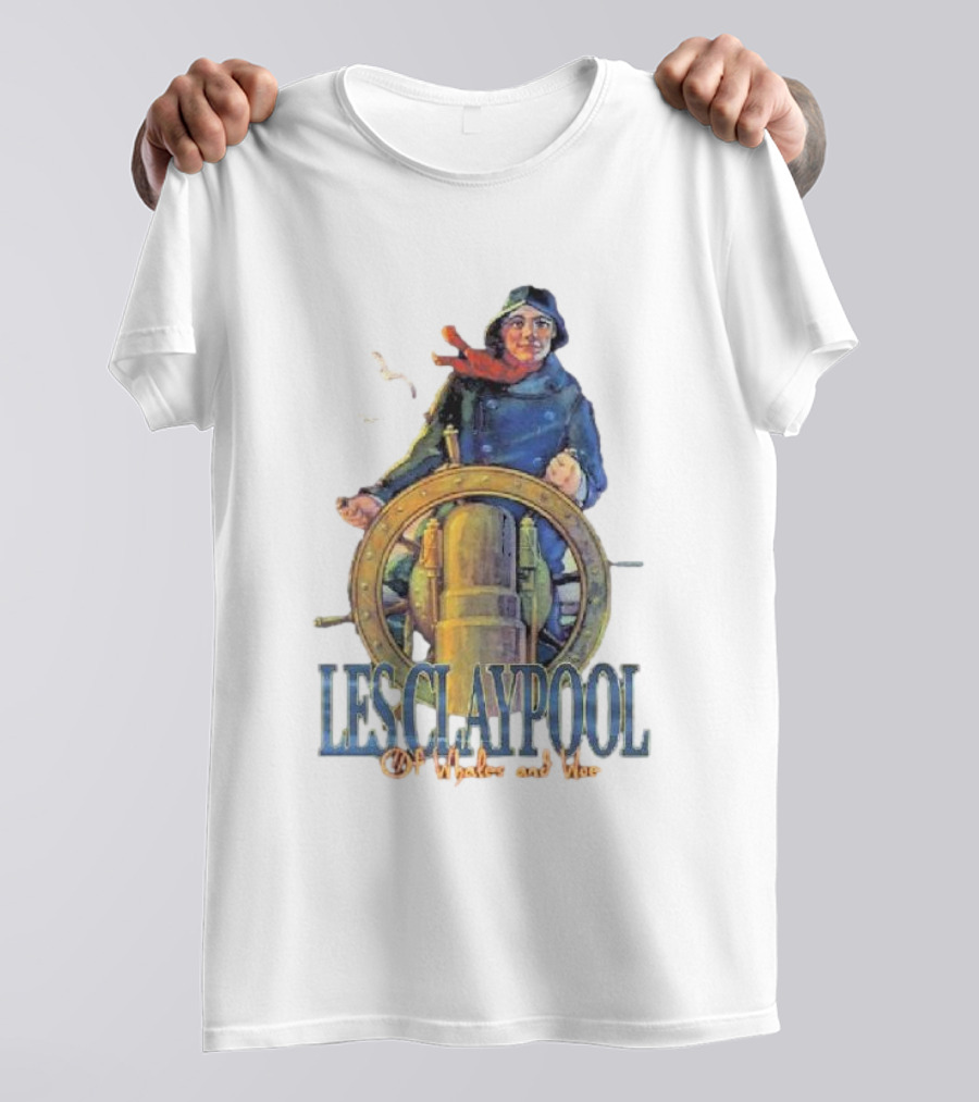 Les Claypool Of Whales And Woe Maritime Adventure Steering Wheel And Seagulls T-Shirt