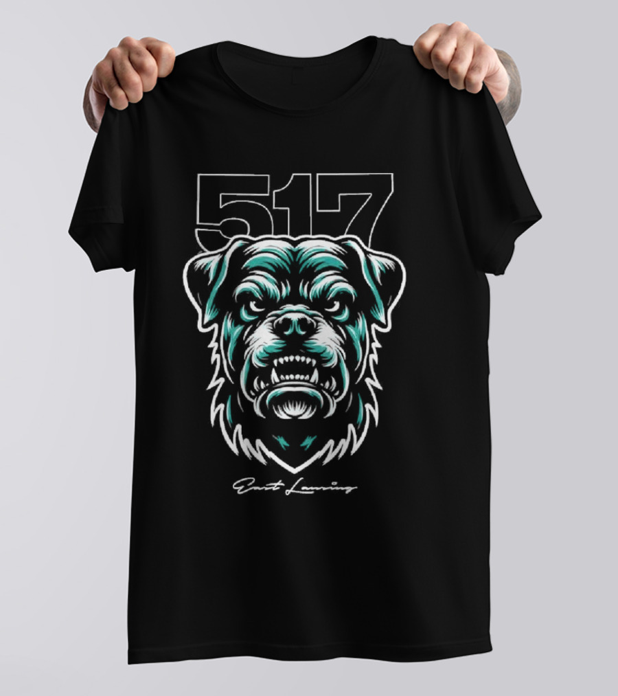517 Angry Dog Face East Lansing Icon Michigan State T-Shirt