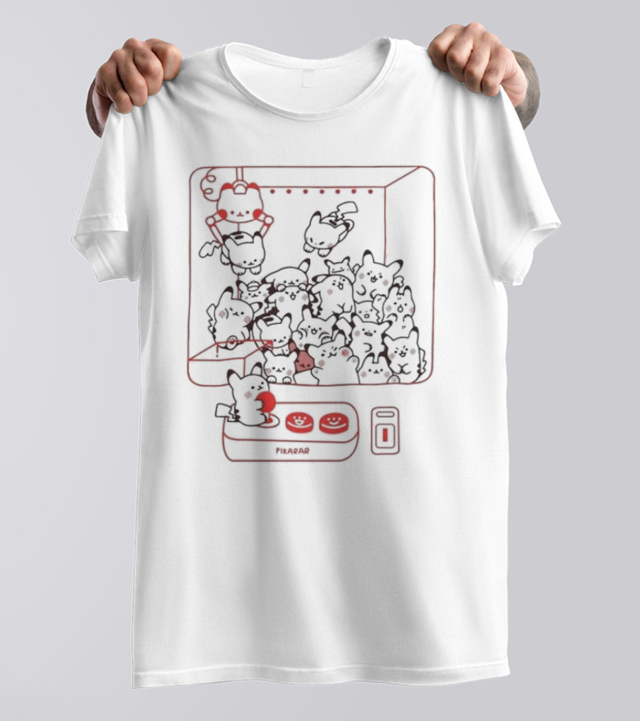 Pikarar Claw Machine Pikachu Cranes Yellow Crane T-Shirt