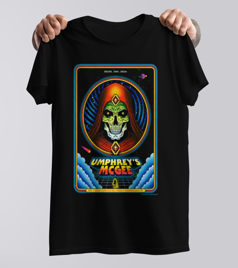 Umphrey's McGee July 7 2004 Skeleton Space Art Lincoln Hill Farms Canandaigua NY T-Shirt
