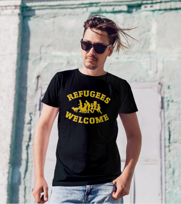 Refugees Welcome Uncorrupted Man Family And Dog T-Shirt