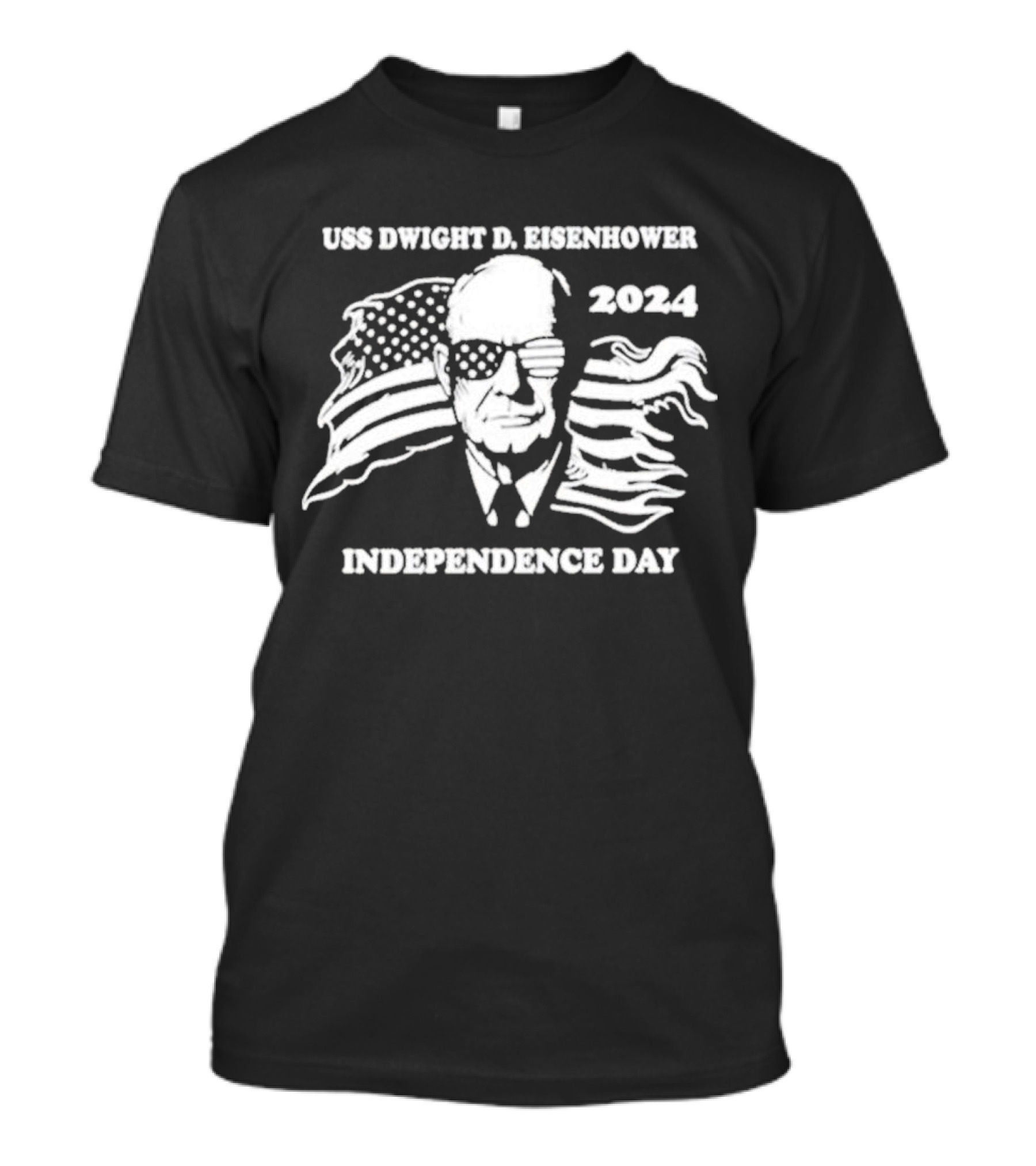 USS Dwight D. Eisenhower 2024 Independence Day Patriotic American Flag Glasses T-Shirt