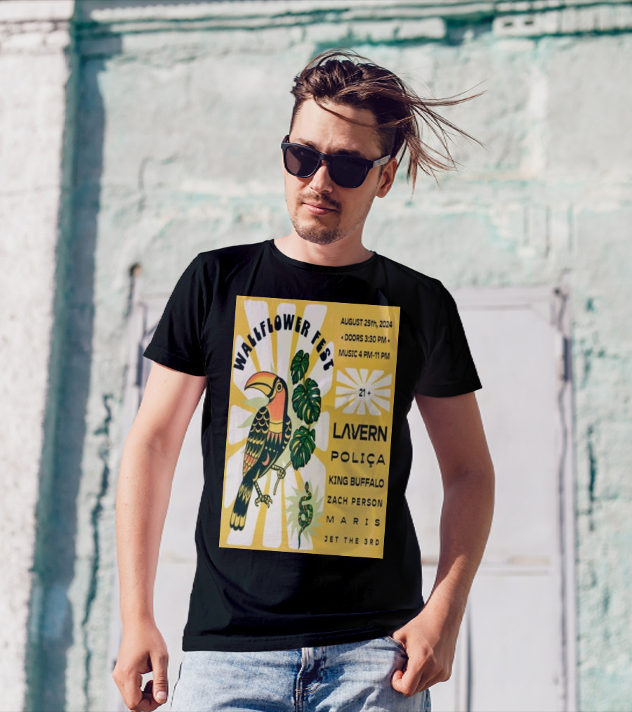 Wallflower Fest August 25th 2024 Burlington Featuring Lavern Poliça King Buffalo Zach Person Maris Jet The 3rd T-Shirt