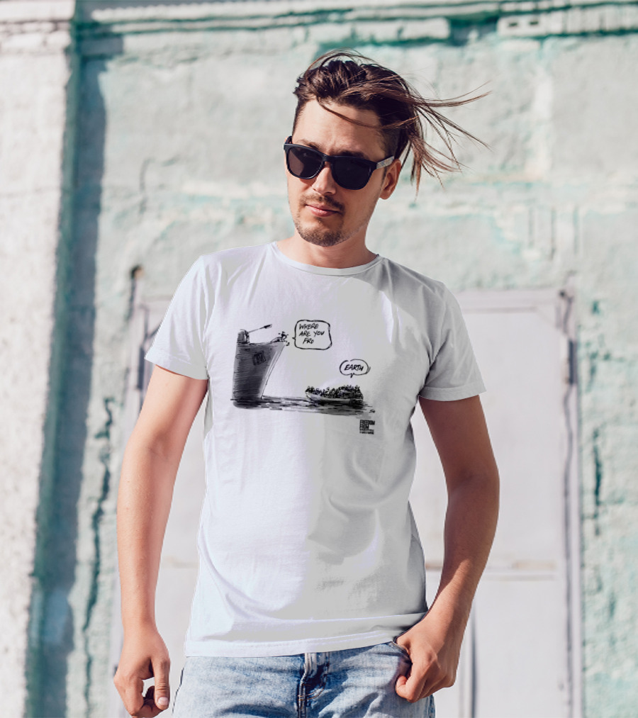 Where Are You From Earth Simon Kneebone Refugees Boat Freedom Publishing T-Shirt