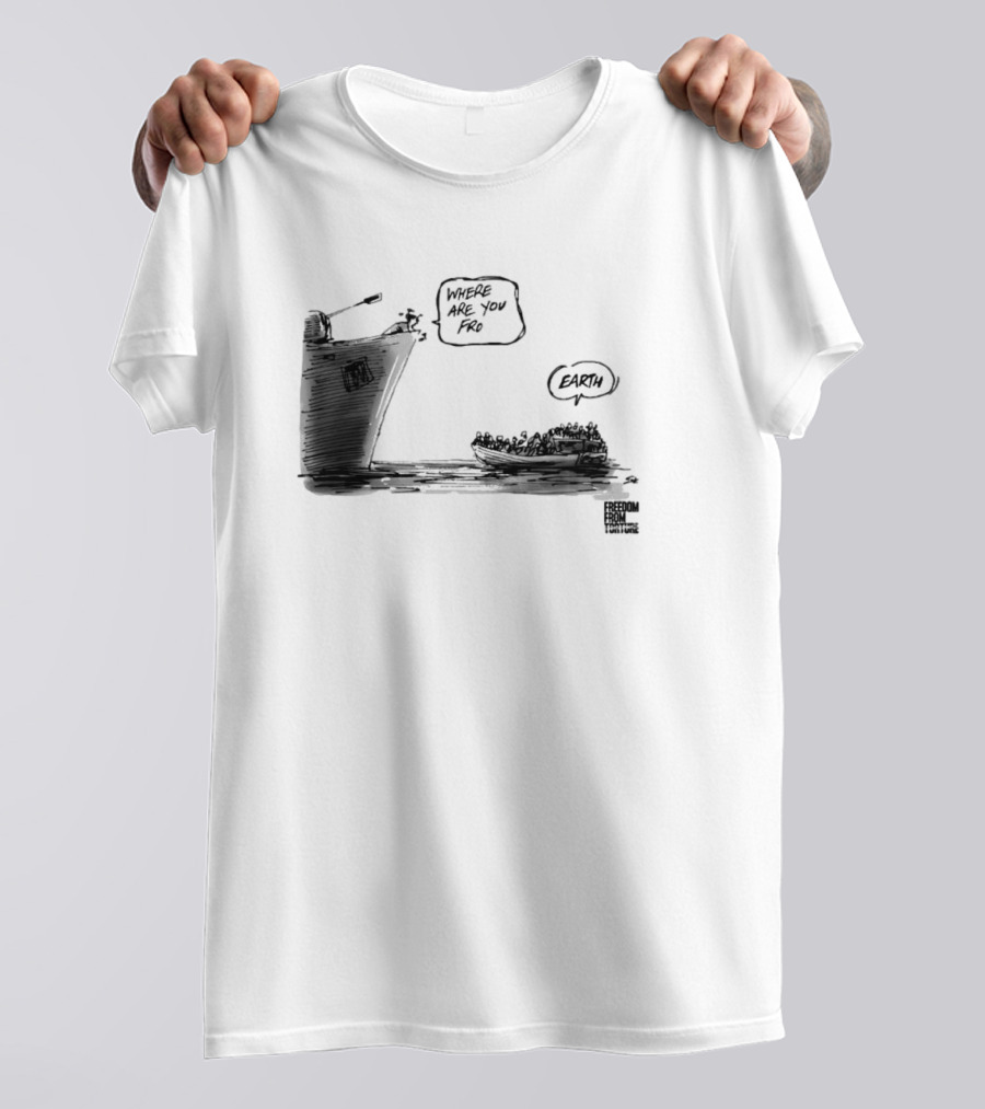 Where Are You From Earth Simon Kneebone Refugees Boat Freedom Publishing T-Shirt