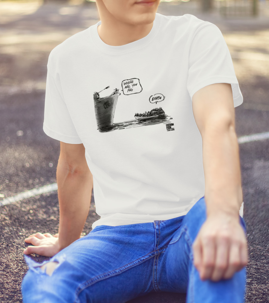 Where Are You From Earth Simon Kneebone Refugees Boat Freedom Publishing T-Shirt